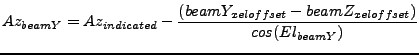 $\displaystyle Az_{beamY} = Az_{indicated} - \frac{(beamY_{xel offset} - beamZ_{xel offset})}{cos(El_{beamY})}$