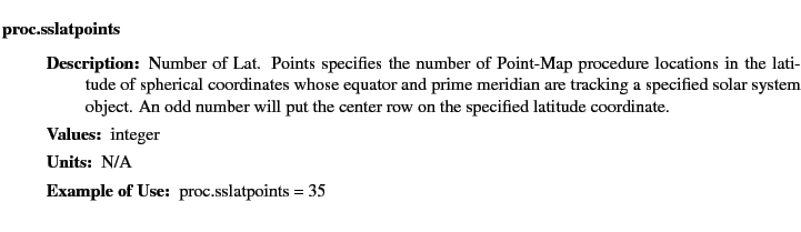$\textstyle \parbox{6.25in}{
\begin{description}
\item [proc.sslatpoints]&nbsp;&nbsp;&nbsp;
...
...ter:]
\item[YGOR to GO mapping:]
}{}
\end{description} \end{description}}$