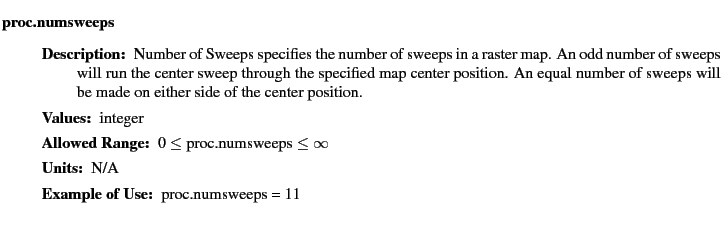 $\textstyle \parbox{6.25in}{
\begin{description}
\item [proc.numsweeps]&nbsp;&nbsp;&nbsp;
\...
...nge:]
\item[YGOR to GO mapping:]
}{}
\end{description} \end{description}}$