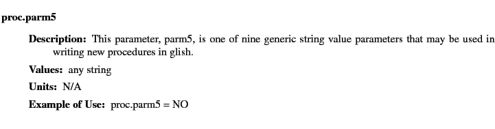 $\textstyle \parbox{6.25in}{
\begin{description}
\item [proc.parm5]&nbsp;&nbsp;&nbsp;
\begin...
...ues:]
\item[YGOR to GO mapping:]
}{}
\end{description} \end{description}}$