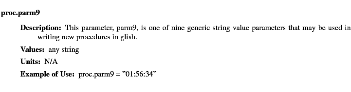 $\textstyle \parbox{6.25in}{
\begin{description}
\item [proc.parm9]&nbsp;&nbsp;&nbsp;
\begin...
...ues:]
\item[YGOR to GO mapping:]
}{}
\end{description} \end{description}}$