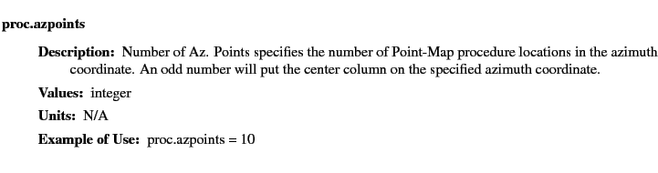 $\textstyle \parbox{6.25in}{
\begin{description}
\item [proc.azpoints]&nbsp;&nbsp;&nbsp;
\b...
...ter:]
\item[YGOR to GO mapping:]
}{}
\end{description} \end{description}}$