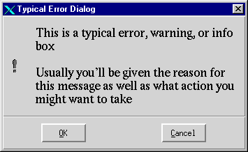 Typical modal error dialog
