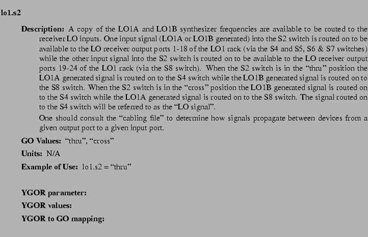 $\textstyle \parbox{6.25in}{
\begin{description}
\item [lo1.s2]   
\begin{des...
...ues:]
\item[YGOR to GO mapping:]
}{}
\end{description} \end{description}}$