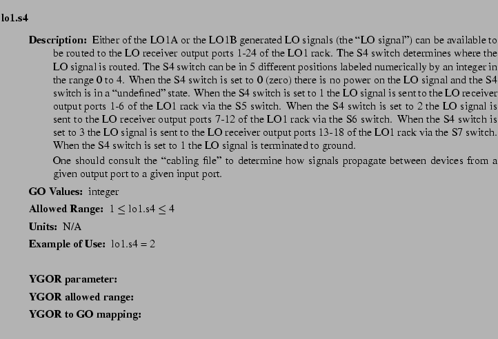 $\textstyle \parbox{6.25in}{
\begin{description}
\item [lo1.s4]   
\begin{de...
...nge:]
\item[YGOR to GO mapping:]
}{}
\end{description} \end{description}}$