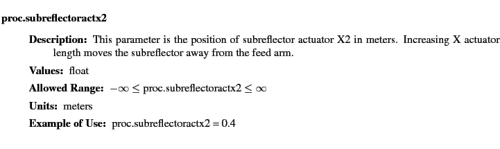 $\textstyle \parbox{6.25in}{
\begin{description}
\item [proc.subreflectoractx2...
...nge:]
\item[YGOR to GO mapping:]
}{}
\end{description} \end{description}}$
