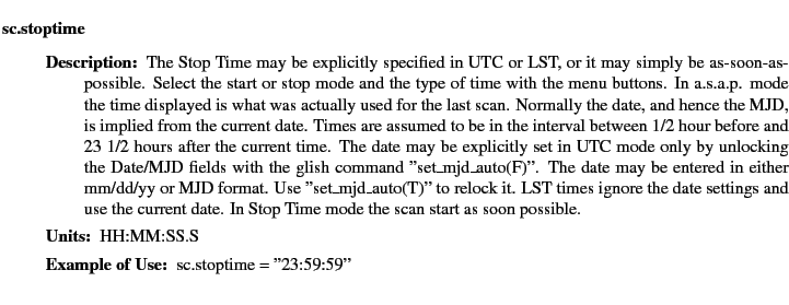 $\textstyle \parbox{6.25in}{
\begin{description}
\item [sc.stoptime]~~~
\beg...
...ter:]
\item[YGOR to GO mapping:]
}{}
\end{description} \end{description}}$