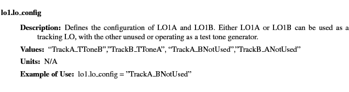 $\textstyle \parbox{6.25in}{
\begin{description}
\item [lo1.lo\_config]~~~
\b...
...tem[YGOR to GO mapping:] one to one
}{}
\end{description} \end{description}}$