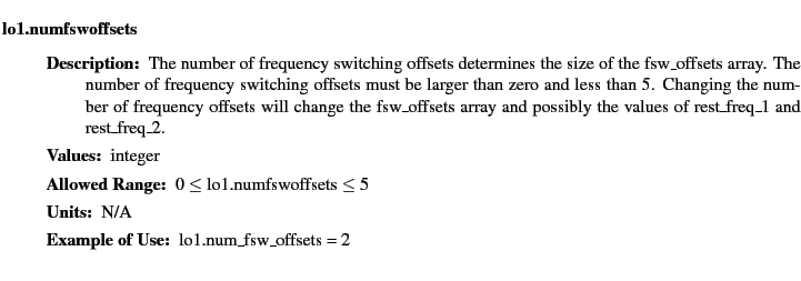 $\textstyle \parbox{6.25in}{
\begin{description}
\item [lo1.numfswoffsets]~~~ ...
...nge:]
\item[YGOR to GO mapping:]
}{}
\end{description} \end{description}}$