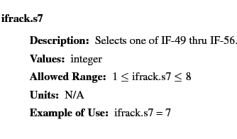 $\textstyle \parbox{6.25in}{
\begin{description}
\item [ifrack.s7]~~~
\begin...
...nge:]
\item[YGOR to GO mapping:]
}{}
\end{description} \end{description}}$