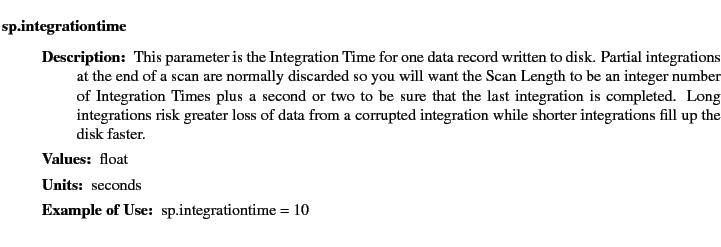 $\textstyle \parbox{6.25in}{
\begin{description}
\item [sp.integrationtime]~~~...
...r:]
\item[YGOR to GO mapping:]
}{}
\end{description} \end{description}
}$
