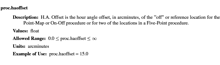 $\textstyle \parbox{6.25in}{
\begin{description}
\item [proc.haoffset]~~~
\b...
...nge:]
\item[YGOR to GO mapping:]
}{}
\end{description} \end{description}}$