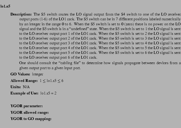$\textstyle \parbox{6.25in}{
\begin{description}
\item [lo1.s5]   
\begin{de...
...nge:]
\item[YGOR to GO mapping:]
}{}
\end{description} \end{description}}$