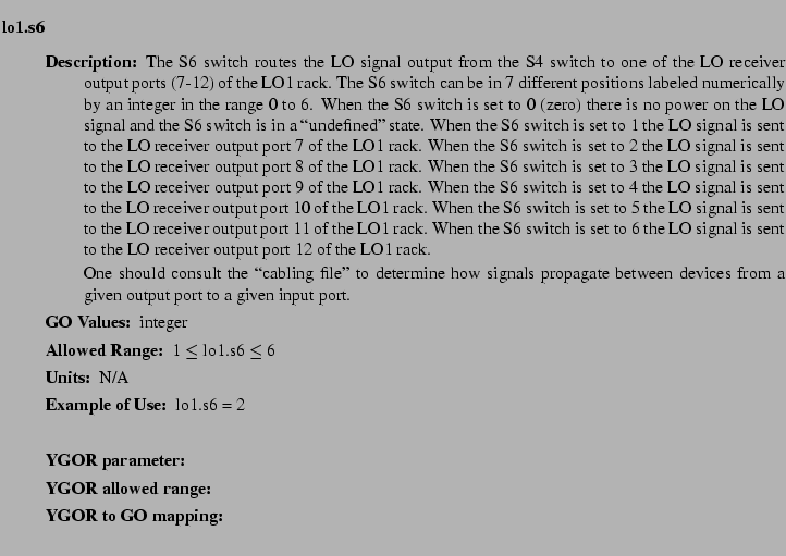 $\textstyle \parbox{6.25in}{
\begin{description}
\item [lo1.s6]   
\begin{de...
...nge:]
\item[YGOR to GO mapping:]
}{}
\end{description} \end{description}}$