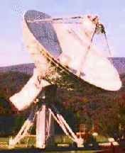 The 45 foot diameter (13.6 meter) radio telescope