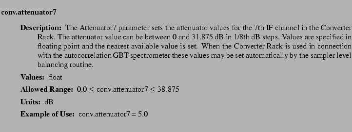 $\textstyle \parbox{6.25in}{
\begin{description}
\item [conv.attenuator7]~~~
...
...nge:]
\item[YGOR to GO mapping:]
}{}
\end{description} \end{description}}$