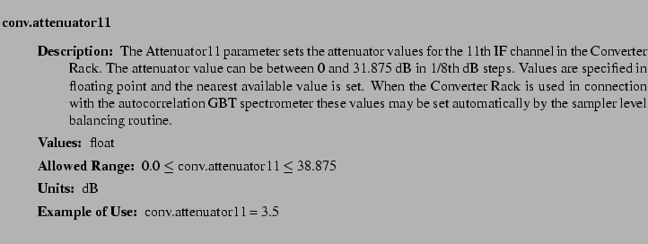 $\textstyle \parbox{6.25in}{
\begin{description}
\item [conv.attenuator11]~~~ ...
...nge:]
\item[YGOR to GO mapping:]
}{}
\end{description} \end{description}}$