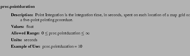 $\textstyle \parbox{6.25in}{
\begin{description}
\item [proc.pointduration]~~~...
...nge:]
\item[YGOR to GO mapping:]
}{}
\end{description} \end{description}}$