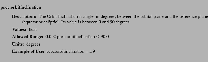 $\textstyle \parbox{6.25in}{
\begin{description}
\item [proc.orbitinclination]...
...nge:]
\item[YGOR to GO mapping:]
}{}
\end{description} \end{description}}$
