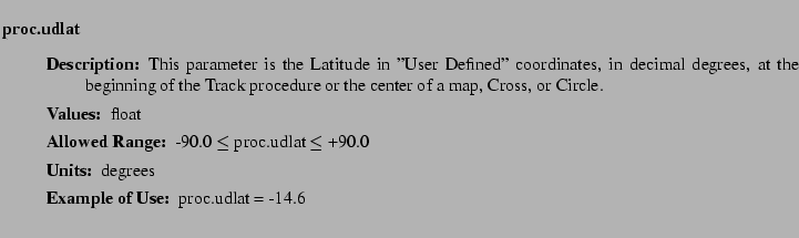 $\textstyle \parbox{6.25in}{
\begin{description}
\item [proc.udlat]~~~
\begi...
...nge:]
\item[YGOR to GO mapping:]
}{}
\end{description} \end{description}}$