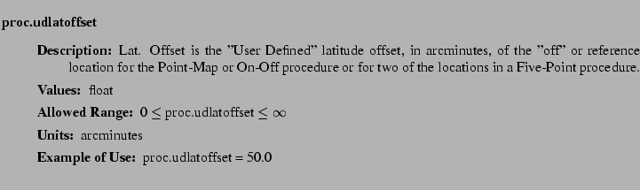 $\textstyle \parbox{6.25in}{
\begin{description}
\item [proc.udlatoffset]~~~
...
...nge:]
\item[YGOR to GO mapping:]
}{}
\end{description} \end{description}}$