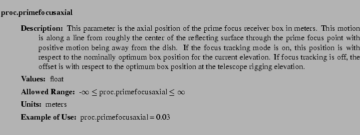 $\textstyle \parbox{6.25in}{
\begin{description}
\item [proc.primefocusaxial]~...
...nge:]
\item[YGOR to GO mapping:]
}{}
\end{description} \end{description}}$