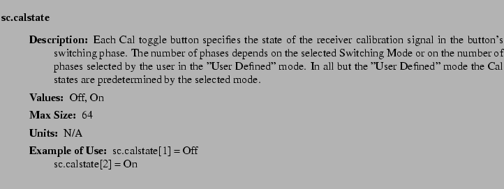 $\textstyle \parbox{6.25in}{
\begin{description}
\item [sc.calstate]~~~
\beg...
...ter:]
\item[YGOR to GO mapping:]
}{}
\end{description} \end{description}}$