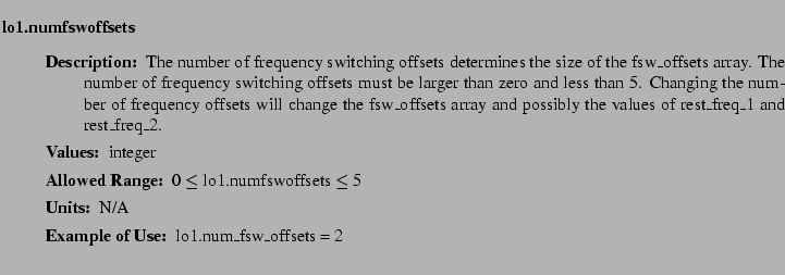 $\textstyle \parbox{6.25in}{
\begin{description}
\item [lo1.numfswoffsets]~~~ ...
...nge:]
\item[YGOR to GO mapping:]
}{}
\end{description} \end{description}}$
