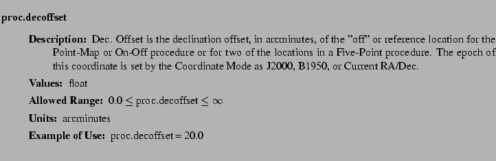 $\textstyle \parbox{6.25in}{
\begin{description}
\item [proc.decoffset]~~~
\...
...nge:]
\item[YGOR to GO mapping:]
}{}
\end{description} \end{description}}$