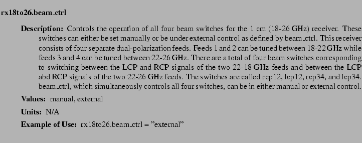 $\textstyle \parbox{6.25in}{
\begin{description}
\item [rx18to26.beam\_ctrl]~~...
...ues:]
\item[YGOR to GO mapping:]
}{}
\end{description} \end{description}}$