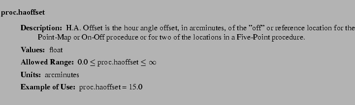 $\textstyle \parbox{6.25in}{
\begin{description}
\item [proc.haoffset]~~~
\b...
...nge:]
\item[YGOR to GO mapping:]
}{}
\end{description} \end{description}}$