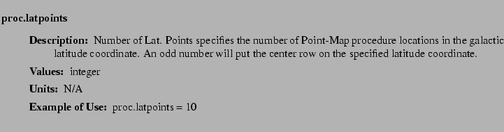 $\textstyle \parbox{6.25in}{
\begin{description}
\item [proc.latpoints]~~~
\...
...ter:]
\item[YGOR to GO mapping:]
}{}
\end{description} \end{description}}$