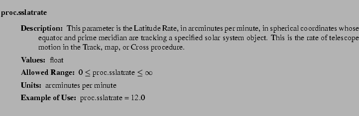 $\textstyle \parbox{6.25in}{
\begin{description}
\item [proc.sslatrate]~~~
\...
...nge:]
\item[YGOR to GO mapping:]
}{}
\end{description} \end{description}}$