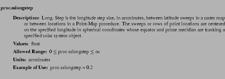 $\textstyle \parbox{6.25in}{
\begin{description}
\item [proc.sslongstep]~~~
...
...nge:]
\item[YGOR to GO mapping:]
}{}
\end{description} \end{description}}$