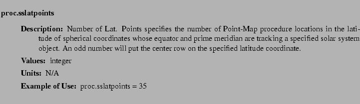 $\textstyle \parbox{6.25in}{
\begin{description}
\item [proc.sslatpoints]~~~
...
...ter:]
\item[YGOR to GO mapping:]
}{}
\end{description} \end{description}}$