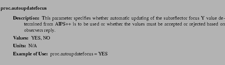 $\textstyle \parbox{6.25in}{
\begin{description}
\item [proc.autoupdatefocus]~...
...ues:]
\item[YGOR to GO mapping:]
}{}
\end{description} \end{description}}$